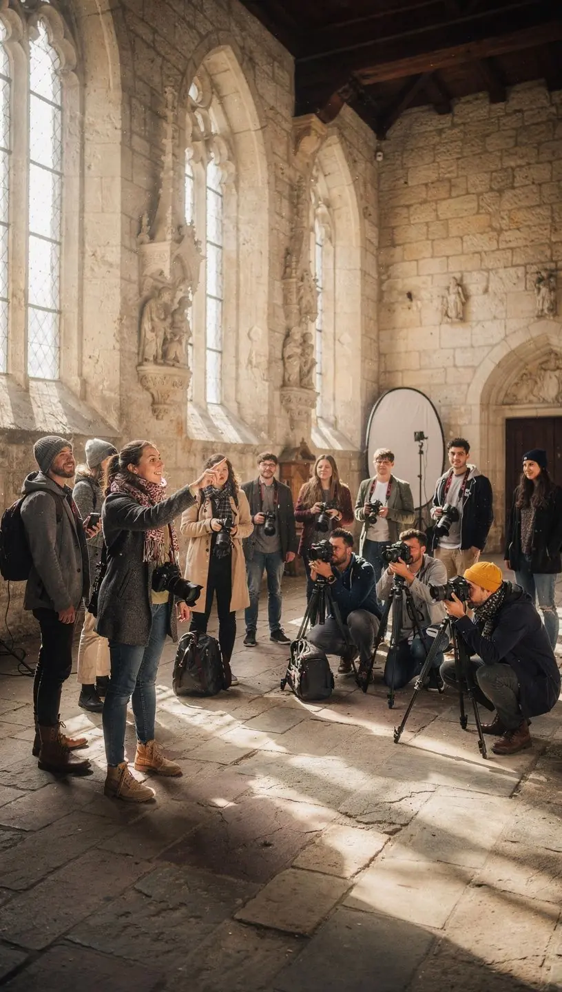 Ein Lehrer erklärt die Grundlagen der Kameraführung während eines Online-Kurses.